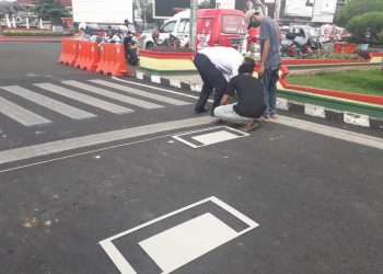 New Normal, Satlantas Buat RHK Di Lampu Lalu Lintas Tugu Adipura