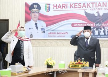 Gubernur Arinal dan Wagub Chusnunia Ikuti Upacara Virtual Peringatan Hari Kesaktian Pancasila