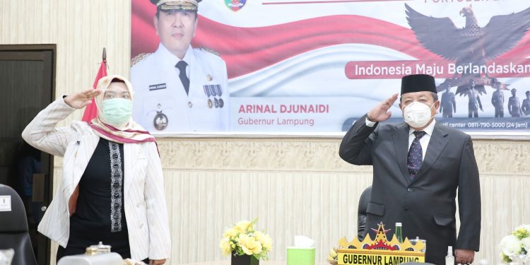 Gubernur Arinal dan Wagub Chusnunia Ikuti Upacara Virtual Peringatan Hari Kesaktian Pancasila