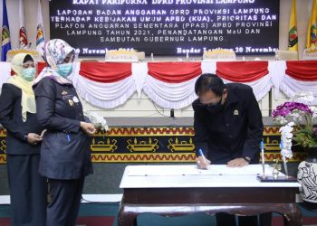 Pemprov Lampung dan DPRD Tandatangani KUA-PPAS APBD 2021, PAD Capai Rp7,59 Triliun