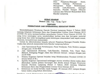 Bandar Lampung Batasi Jam Operasional Pusat Perbelanjaan dan Hiburan