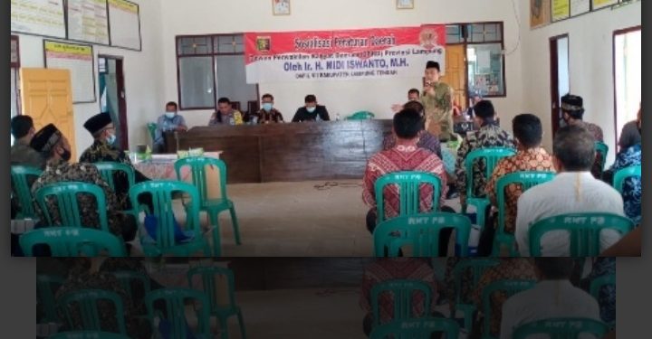 Fraksi Partai Demokrat Midi Iswanto Sosialisasikan Adaptasi Kebiasaan Baru di Trimurjo Lampung Tengah