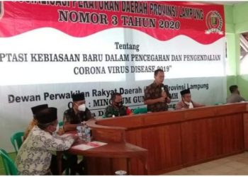 Mingrum Gumay,  Sosialisasi Perda Covid 19 di Simbarwaringin Trimurjo Lampung Tengah