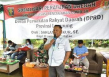 Anggota DPRD Lampung, Sahlan Sosialisasikan Perda Nomor 3 Tentang Adaptasi Kebiasaan Baru