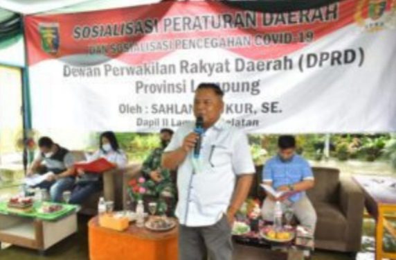 Anggota DPRD Lampung, Sahlan Sosialisasikan Perda Nomor 3 Tentang Adaptasi Kebiasaan Baru