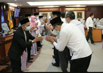 Gelar Halalbihalal, Rektor Karomani Ajak Civitas Akademika Bersinergi Wujudkan PTNBH Unila