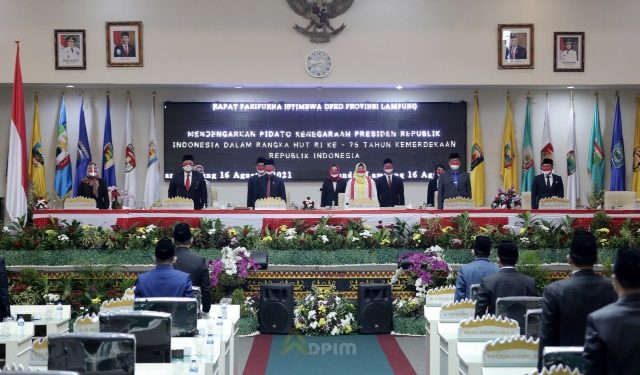 Gubernur Arinal dan Wagub Chusnunia Dengarkan Pidato Kenegaraan Presiden Joko Widodo