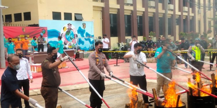 Momen Hari Pahlawan, Dit-Narkoba Polda Lampung Musnahkan Puluhan Kilogram Narkoba