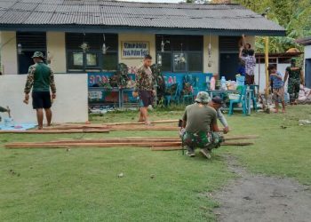Batalyon 9 Marinir Lampung Renovasi Rumah Belajar Pulau Tegal