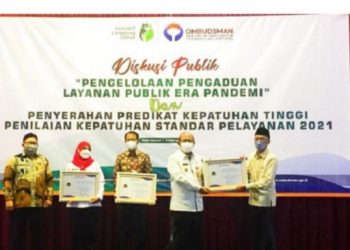 Kabupaten Lampung Utara Raih Penghargaan Kepatuhan Tinggi Standar Pelayanan Publik Dari Ombudsman