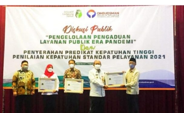 Kabupaten Lampung Utara Raih Penghargaan Kepatuhan Tinggi Standar Pelayanan Publik Dari Ombudsman