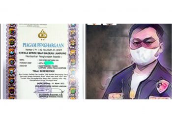 Ungkap Kasus Perampokan ATM Brilink, Kapolda Lampung Beri Penghargaan Kepada AKP Eko Rendi Oktama