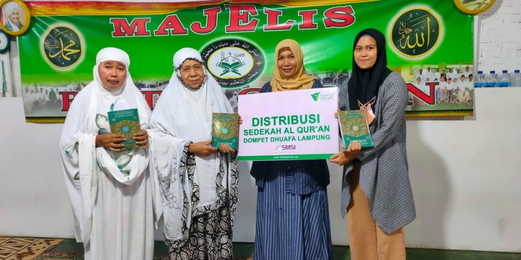 Baitul Qur’an Terima Sodakoh Al-Quran, Hasil Kolaborasi SMSI Kota Bandar Lampung dan Dompet Duafa Lampung