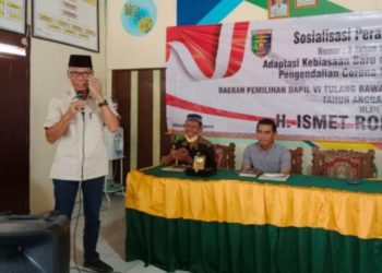Ismet Roni Ajak Warga Mekar Sari Jaya Tulangbawang Tetap Jaga Prokes