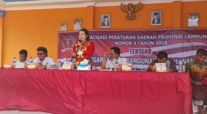 Politisi Ni Ketut Dewi Sosialisasikan Perda Tentang Pembangunan Ketahanan keluarga di Desa Rantau Jaya Ilir
