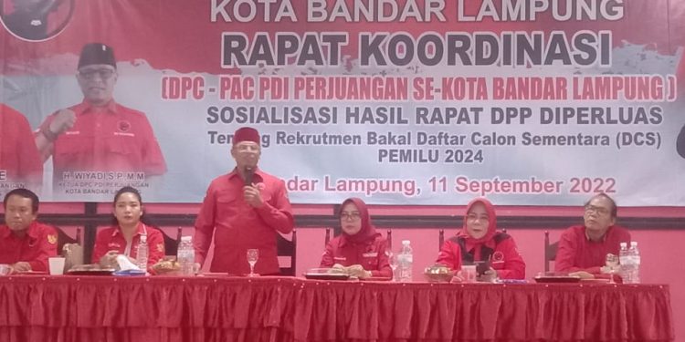 Sosialisasi Penjaringan Bakal Calon Legislatif, DPC PDIP Kota Bandar lampung Gelar Rapat Koordinasi