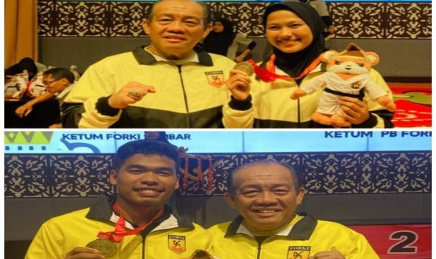 Karateka Asal Lampung Ayu Sulistiandari dan Nurhalim Raih Emas di Kejurnas