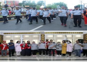 Peringati HUT Korpri ke-51, Pemkab Lampung Utara Gelar Jalan Sehat dan Donor Darah  