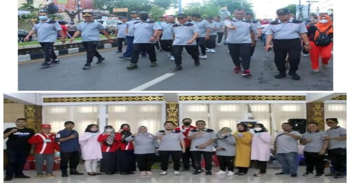 Peringati HUT Korpri ke-51, Pemkab Lampung Utara Gelar Jalan Sehat dan Donor Darah
