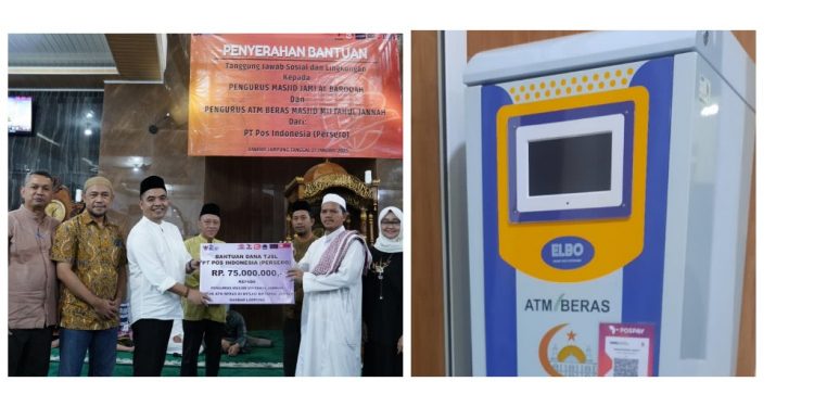 PT Pos Indonesia Beri Bantuan Operasional ATM Beras Masjid Di Bandar Lampung