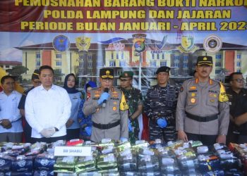 Polda Lampung Musnahkan 168,2 Kg Shabu dan 91,3 Kg Ganja