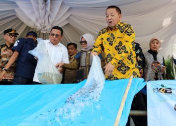 Gubernur Arinal Hadiri Bakti Sosial Perantineba, Sekaligus Tebar 500 Ribu Benih Ikan di Dermaga