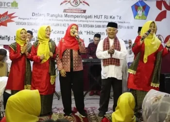 Walikota Eva Dwiana Hadiri Puncak Peringatan HUT RI Ke-78 di Bambu Kuning Trade Center