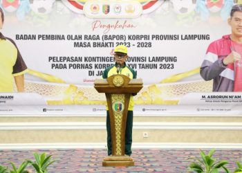 Sekdaprov Fahrizal Hadiri Pengukuhan Pengurus Bapor Korpri dan Lepas Kontingen Korpri Lampung Ikuti Pornas Korpri  di Jawa Tengah