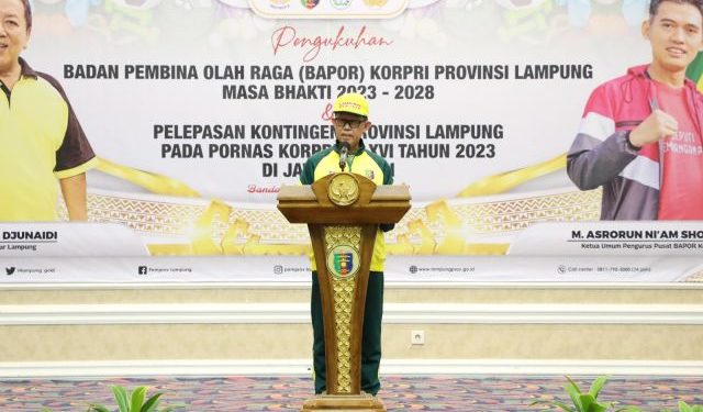 Sekdaprov Fahrizal Hadiri Pengukuhan Pengurus Bapor Korpri dan Lepas Kontingen Korpri Lampung Ikuti Pornas Korpri  di Jawa Tengah