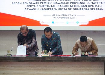 Pemprov Sumatera Selatan Bersama Kabupaten/Kota Serentak Tandatangani NPHD Dana Pilkada
