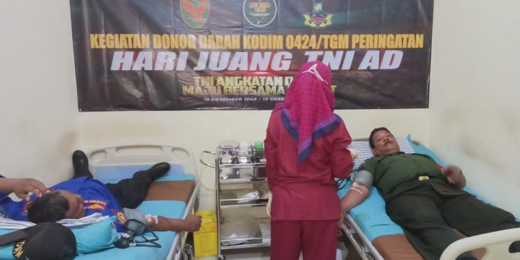 Peringati Hari Juang TNI-AD, Kodim 0424/Tanggamus Gelar Bakti Sosial Donor Darah