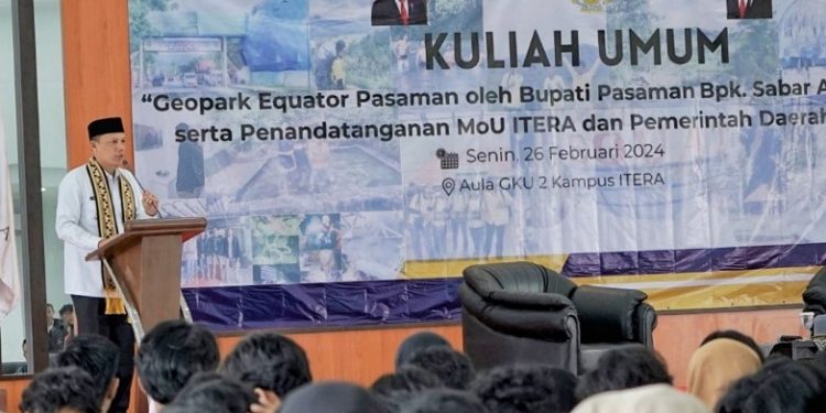 Isi Kuliah Umum Itera, Bupati Pasaman Paparkan Geopark Equator Pasaman