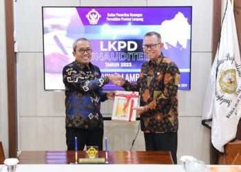 Sekdaprov Fahrizal Serahkan Laporan Keuangan Pemerintah Daerah kepada BPK Perwakilan Lampung