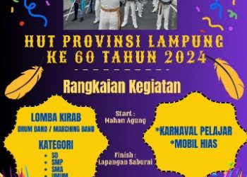 Kirab Drumband dan Mobil Hias Meriahkan HUT Lampung ke-60