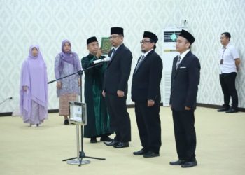 Rektor Unila Lantik Tiga Pejabat Baru FMIPA