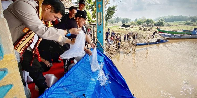 Gubernur Arinal Tebar Benih Ikan dan Ramah Tamah dengan Masyarakat di Tiyuh Pagar Dewa