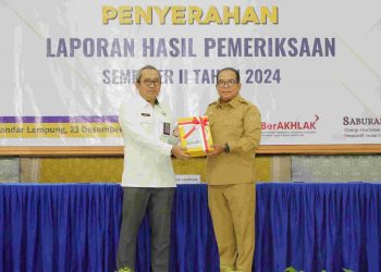 Pj. Gubernur Samsudin Terima Laporan Hasil Pemeriksaan BPK Perwakilan Lampung Semester II