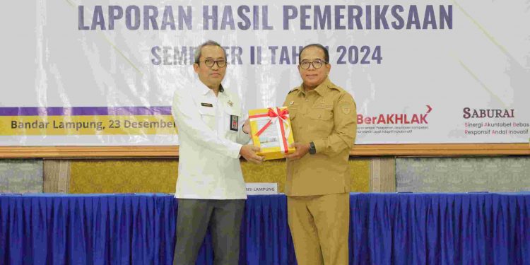Pj. Gubernur Samsudin Terima Laporan Hasil Pemeriksaan BPK Perwakilan Lampung Semester II