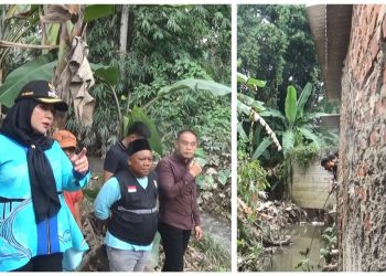 Sidak Lokasi Banjir , Walikota Eva Dwiana Temukan Tembok Penghalang Aliran Sungai 