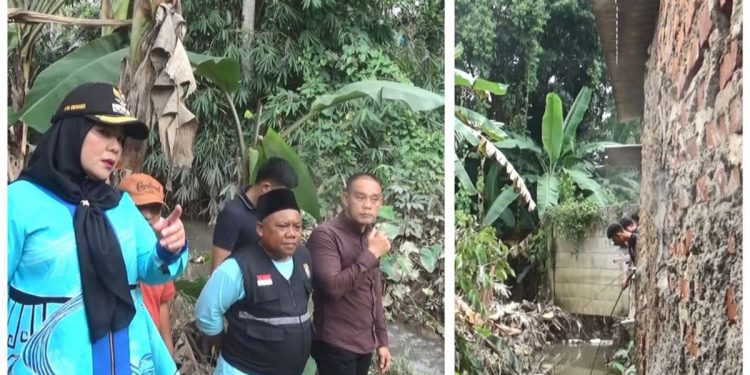 Sidak Lokasi Banjir , Walikota Eva Dwiana Temukan Tembok Penghalang Aliran Sungai