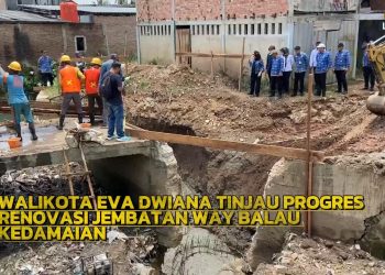Walikota Eva Tinjau Proges Renovasi Jembatan Way Balau Kedamaian