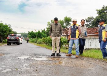 Jelang Mudik, Mirza Tinjau dan Tambal Jalan Pesawaran