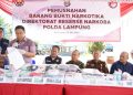 Polda Lampung Musnahkan Narkoba, 216 Ribu Jiwa Disebut Terselamatkan